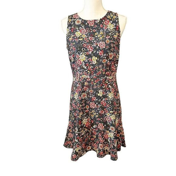 LOFT NWT Gray Floral Sleeveless Dress Size 4 Petite - Picture 1 of 7